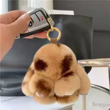 Llavero de peluche de conejo con colgante para bolsos, dije de conejito, lindo anillo de aleación esponjoso,