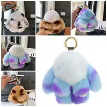 Llavero de peluche de conejo con colgante para bolsos, dije de conejito, lindo anillo de aleación esponjoso,