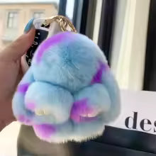 Llavero de peluche de conejo con colgante para bolsos, dije de conejito, lindo anillo de aleación esponjoso,